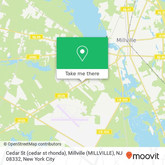 Mapa de Cedar St (cedar st rhonda), Millville (MILLVILLE), NJ 08332