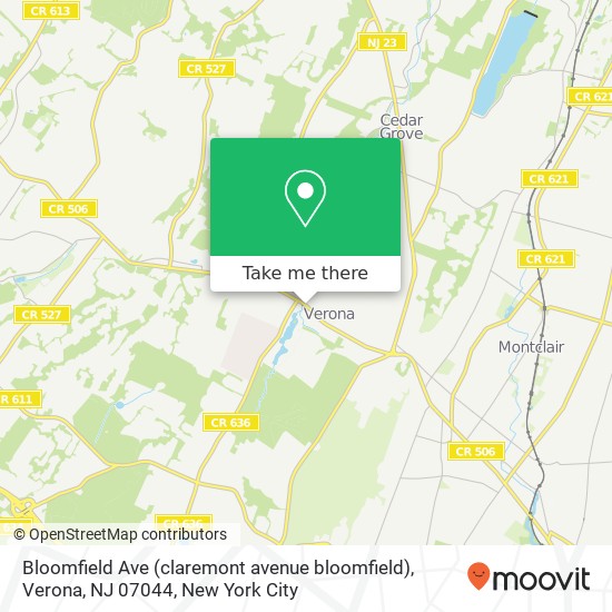 Mapa de Bloomfield Ave (claremont avenue bloomfield), Verona, NJ 07044