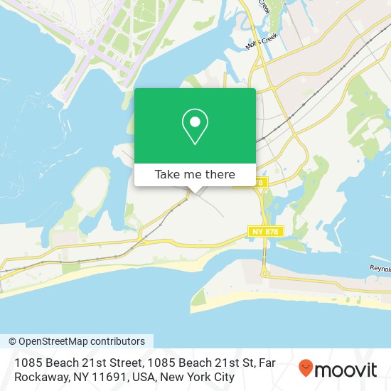 Mapa de 1085 Beach 21st Street, 1085 Beach 21st St, Far Rockaway, NY 11691, USA