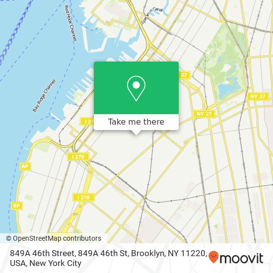 849A 46th Street, 849A 46th St, Brooklyn, NY 11220, USA map