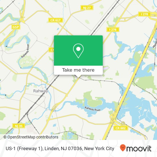 US-1 (Freeway 1), Linden, NJ 07036 map