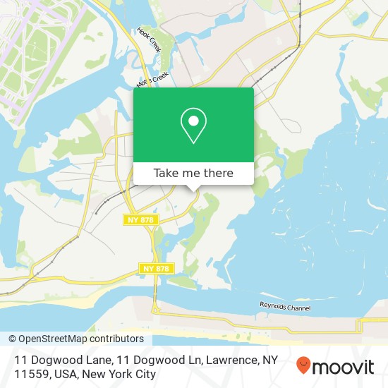 Mapa de 11 Dogwood Lane, 11 Dogwood Ln, Lawrence, NY 11559, USA