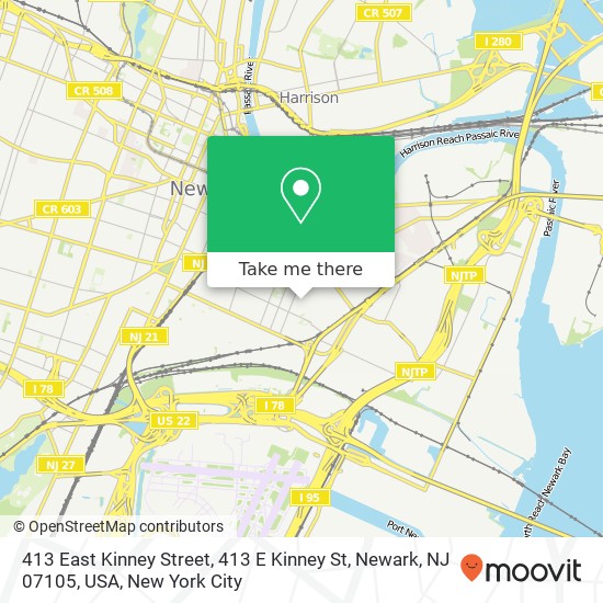 413 East Kinney Street, 413 E Kinney St, Newark, NJ 07105, USA map