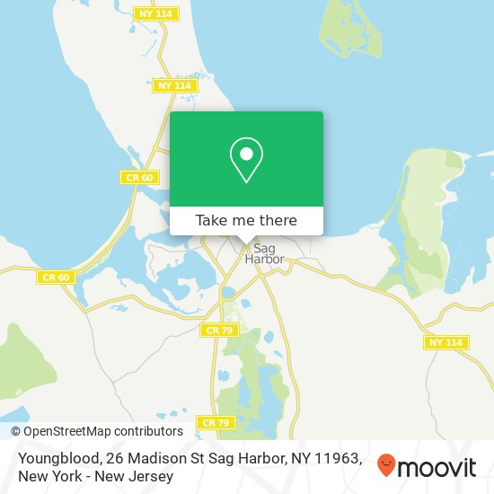 Mapa de Youngblood, 26 Madison St Sag Harbor, NY 11963