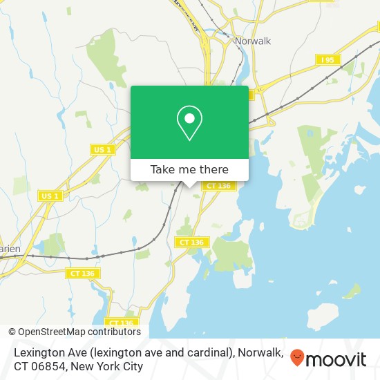 Mapa de Lexington Ave (lexington ave and cardinal), Norwalk, CT 06854