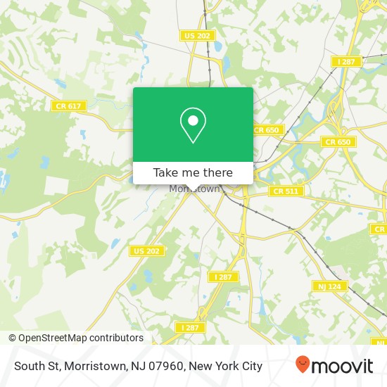 Mapa de South St, Morristown, NJ 07960