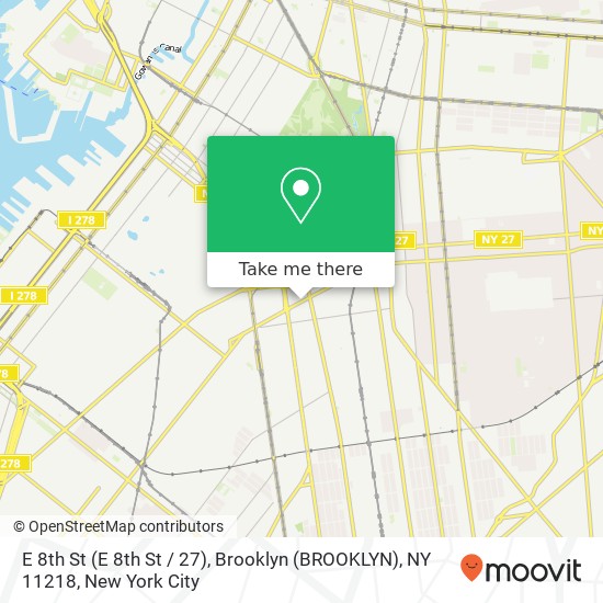 Mapa de E 8th St (E 8th St / 27), Brooklyn (BROOKLYN), NY 11218