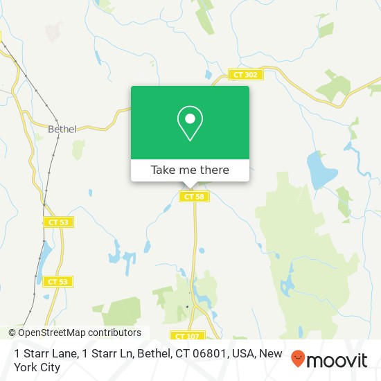 Mapa de 1 Starr Lane, 1 Starr Ln, Bethel, CT 06801, USA
