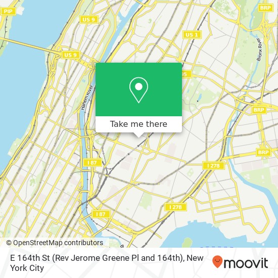 Mapa de E 164th St (Rev Jerome Greene Pl and 164th), Bronx, NY 10456