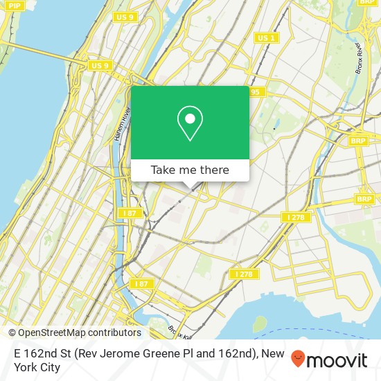 Mapa de E 162nd St (Rev Jerome Greene Pl and 162nd), Bronx, NY 10451