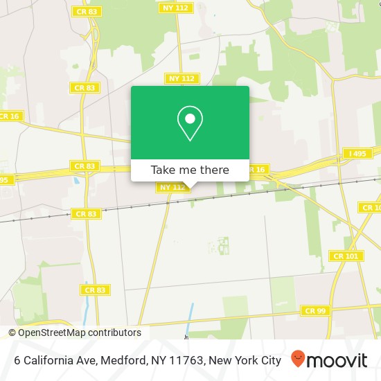 Mapa de 6 California Ave, Medford, NY 11763