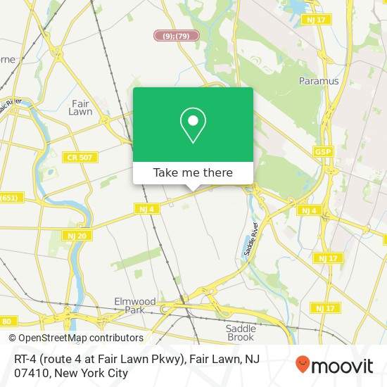 Mapa de RT-4 (route 4 at Fair Lawn Pkwy), Fair Lawn, NJ 07410