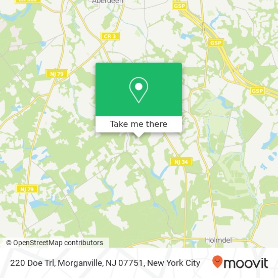 Mapa de 220 Doe Trl, Morganville, NJ 07751