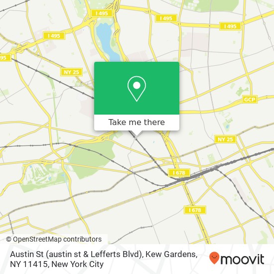 Mapa de Austin St (austin st & Lefferts Blvd), Kew Gardens, NY 11415