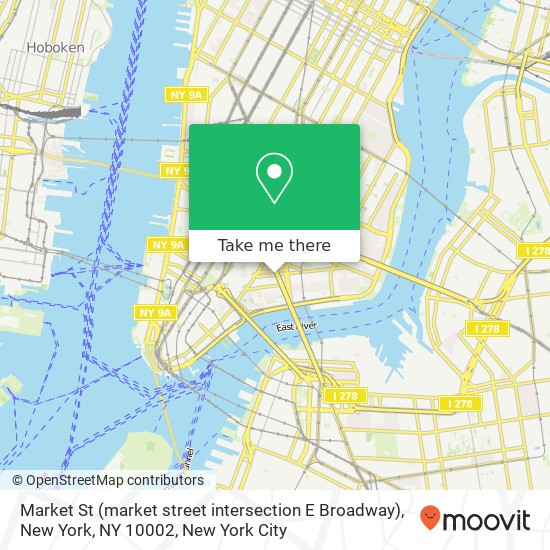 Mapa de Market St (market street intersection E Broadway), New York, NY 10002