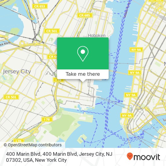 Mapa de 400 Marin Blvd, 400 Marin Blvd, Jersey City, NJ 07302, USA