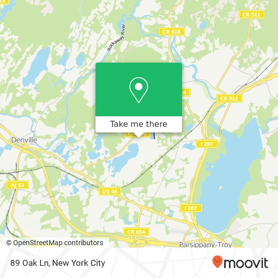 Mapa de 89 Oak Ln, Mountain Lakes, NJ 07046
