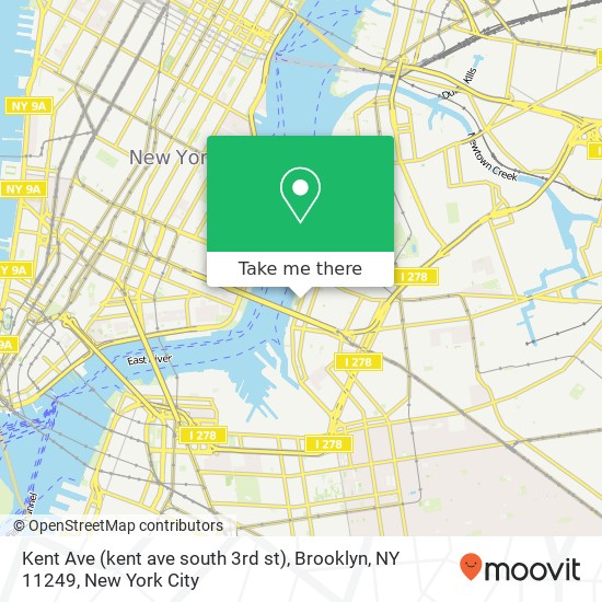 Mapa de Kent Ave (kent ave south 3rd st), Brooklyn, NY 11249