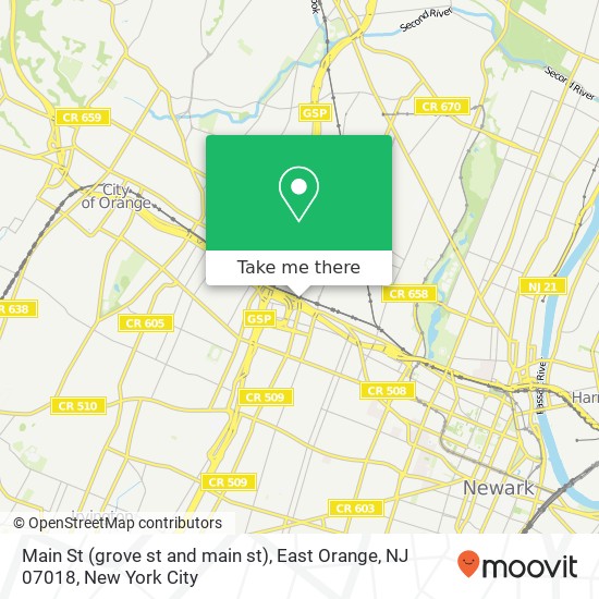 Main St (grove st and main st), East Orange, NJ 07018 map