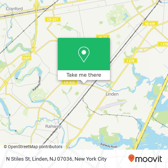 Mapa de N Stiles St, Linden, NJ 07036