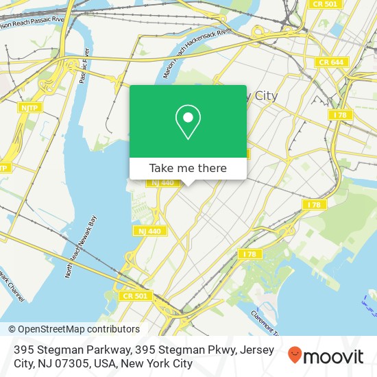 395 Stegman Parkway, 395 Stegman Pkwy, Jersey City, NJ 07305, USA map