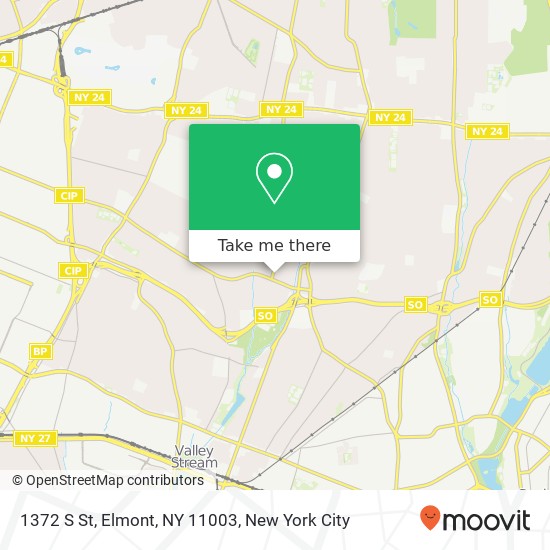 Mapa de 1372 S St, Elmont, NY 11003