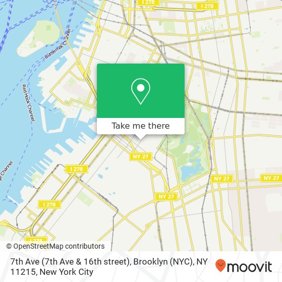 Mapa de 7th Ave (7th Ave & 16th street), Brooklyn (NYC), NY 11215