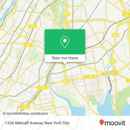 Mapa de 1336 Metcalf Avenue, 1336 Metcalf Ave, Bronx, NY 10472, USA