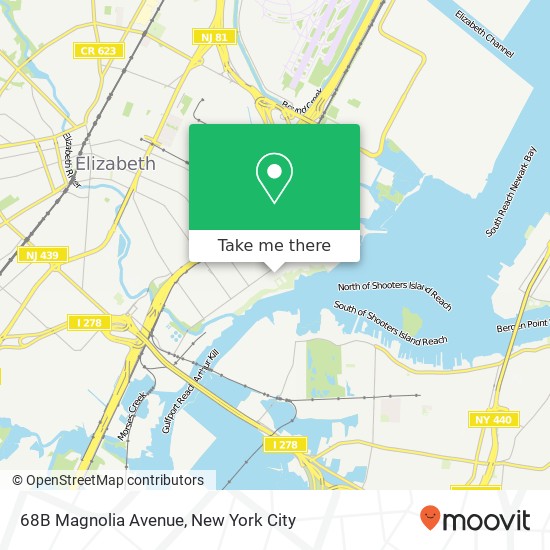 Mapa de 68B Magnolia Avenue, 68B Magnolia Ave, Elizabeth, NJ 07206, USA