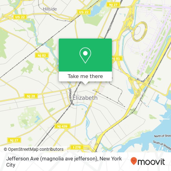 Jefferson Ave (magnolia ave jefferson), Elizabeth (ELIZABETH), NJ 07201 map