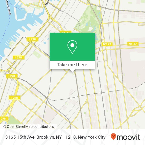 Mapa de 3165 15th Ave, Brooklyn, NY 11218