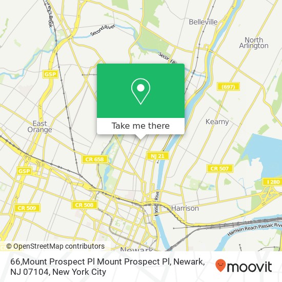 Mapa de 66,Mount Prospect Pl Mount Prospect Pl, Newark, NJ 07104