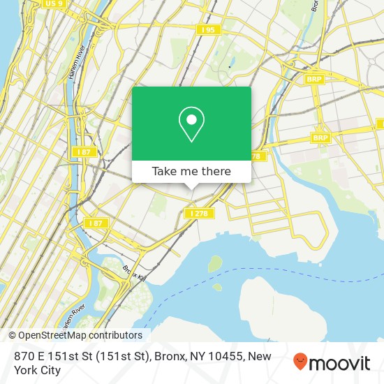 Mapa de 870 E 151st St (151st St), Bronx, NY 10455