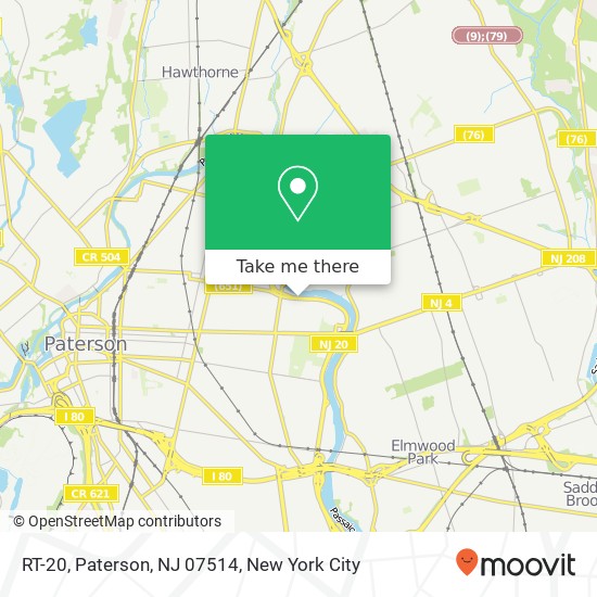Mapa de RT-20, Paterson, NJ 07514