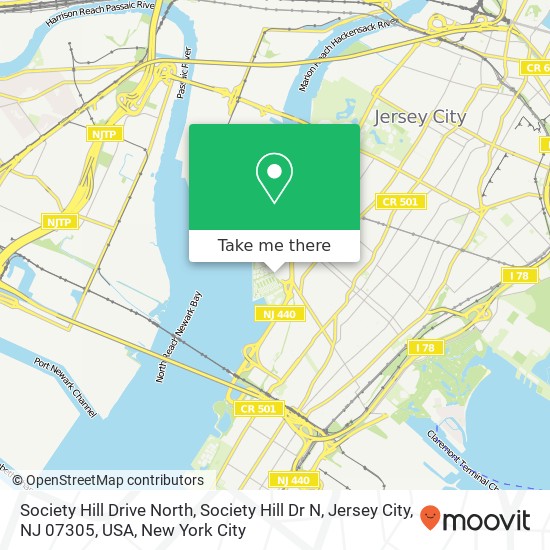 Mapa de Society Hill Drive North, Society Hill Dr N, Jersey City, NJ 07305, USA