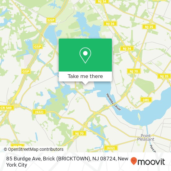 Mapa de 85 Burdge Ave, Brick (BRICKTOWN), NJ 08724