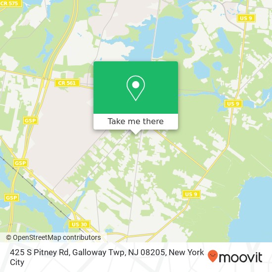 Mapa de 425 S Pitney Rd, Galloway Twp, NJ 08205