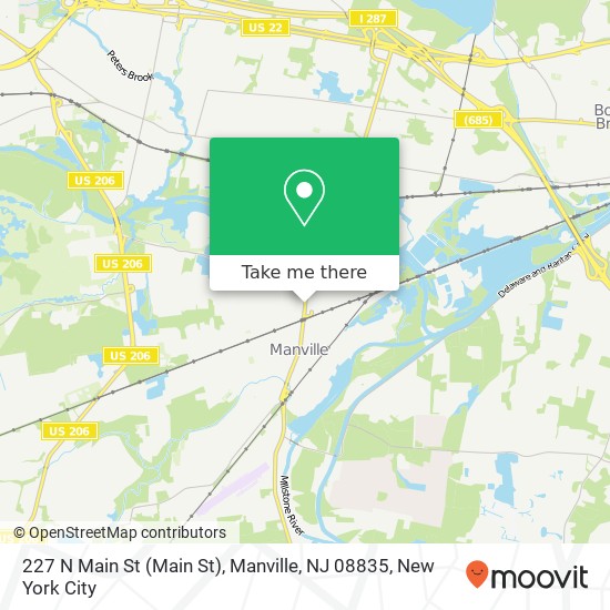 Mapa de 227 N Main St (Main St), Manville, NJ 08835