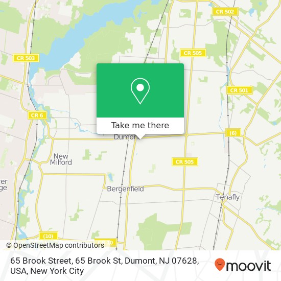 Mapa de 65 Brook Street, 65 Brook St, Dumont, NJ 07628, USA