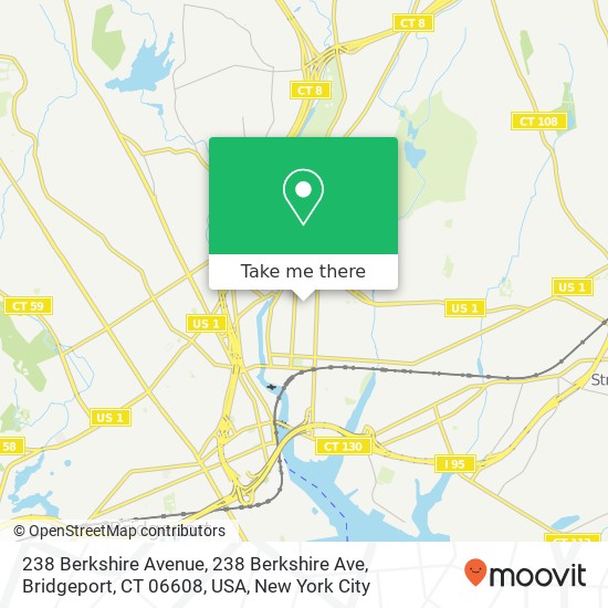 Mapa de 238 Berkshire Avenue, 238 Berkshire Ave, Bridgeport, CT 06608, USA