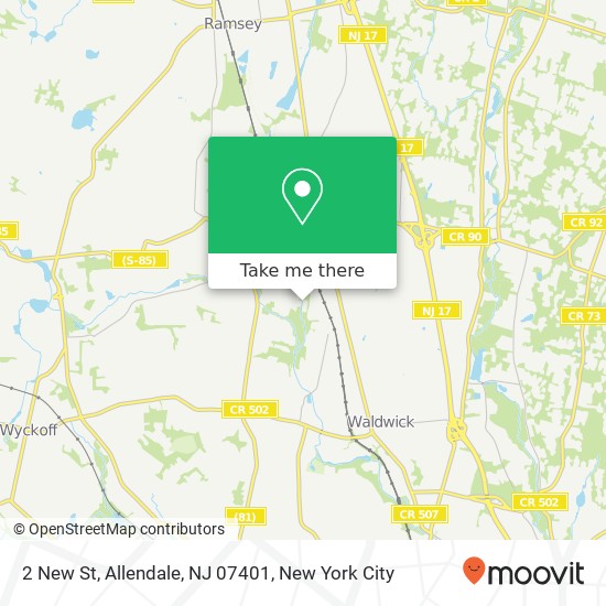 Mapa de 2 New St, Allendale, NJ 07401