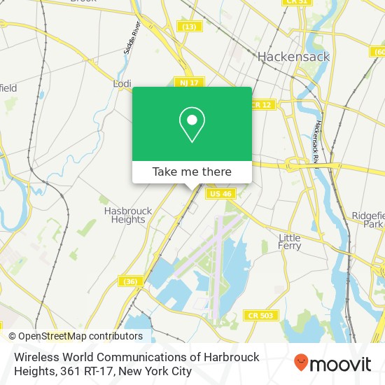 Mapa de Wireless World Communications of Harbrouck Heights, 361 RT-17