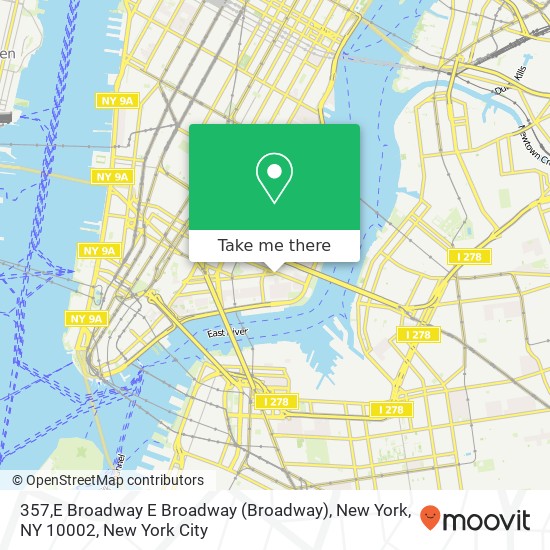 Mapa de 357,E Broadway E Broadway (Broadway), New York, NY 10002