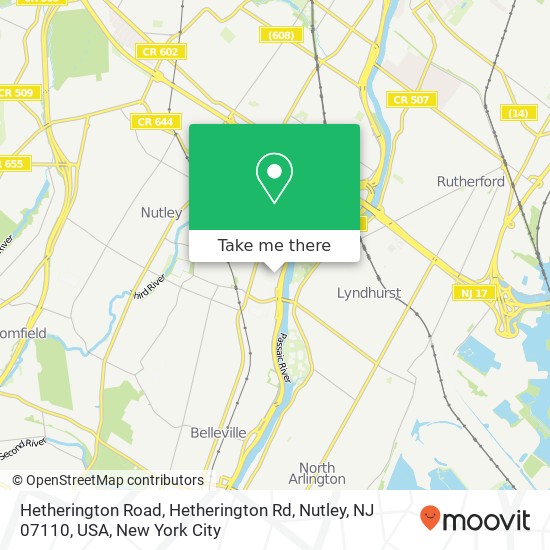 Mapa de Hetherington Road, Hetherington Rd, Nutley, NJ 07110, USA