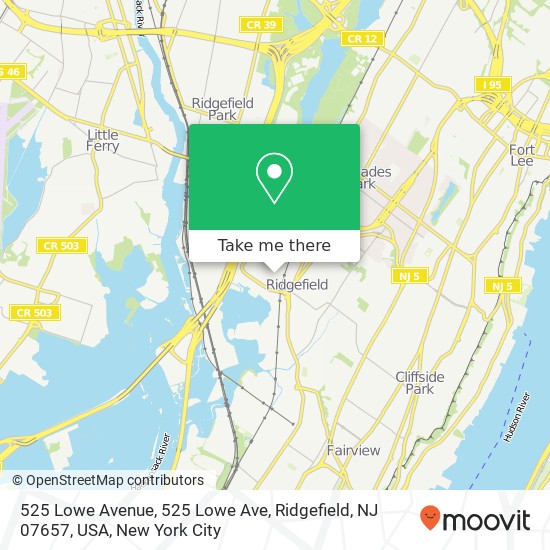 Mapa de 525 Lowe Avenue, 525 Lowe Ave, Ridgefield, NJ 07657, USA