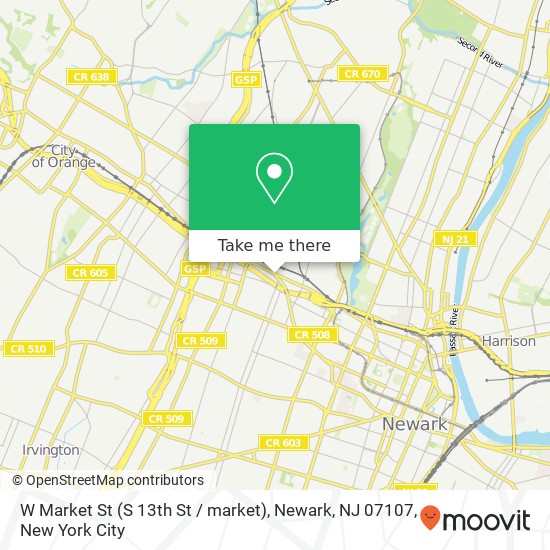 W Market St (S 13th St / market), Newark, NJ 07107 map