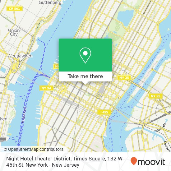 Night Hotel Theater District, Times Square, 132 W 45th St map