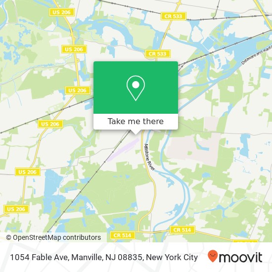 Mapa de 1054 Fable Ave, Manville, NJ 08835