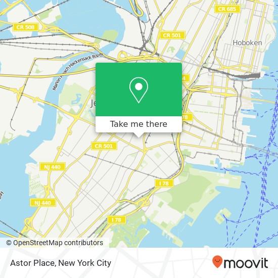 Mapa de Astor Place, Astor Pl, Jersey City, NJ 07304, USA