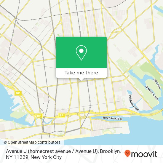 Mapa de Avenue U (homecrest avenue / Avenue U), Brooklyn, NY 11229